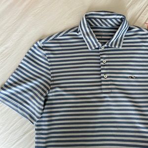 Vineyard Vines mens palmero polo blue and white stripe